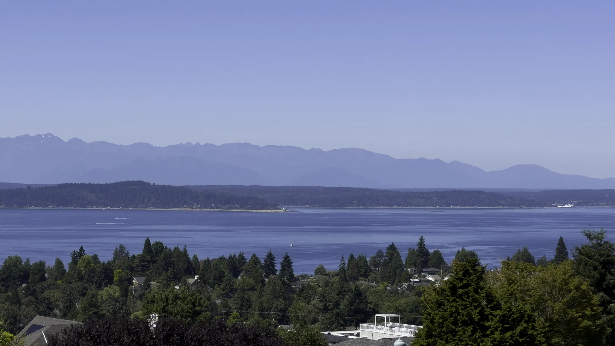View across Puget Sound to the Olympic Mountains from a West Seattle jobsite