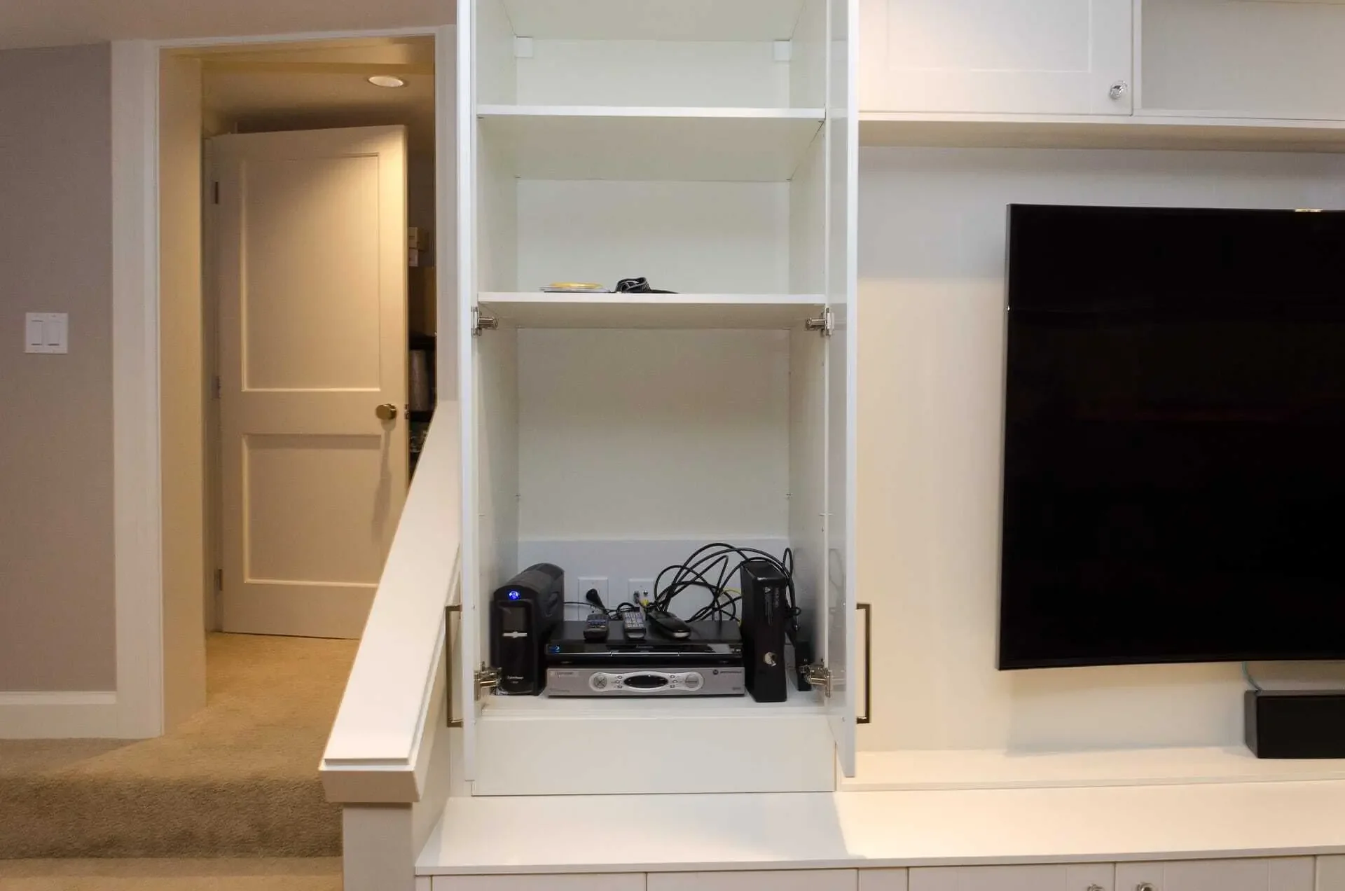 Media storage inside IKEA cabinets